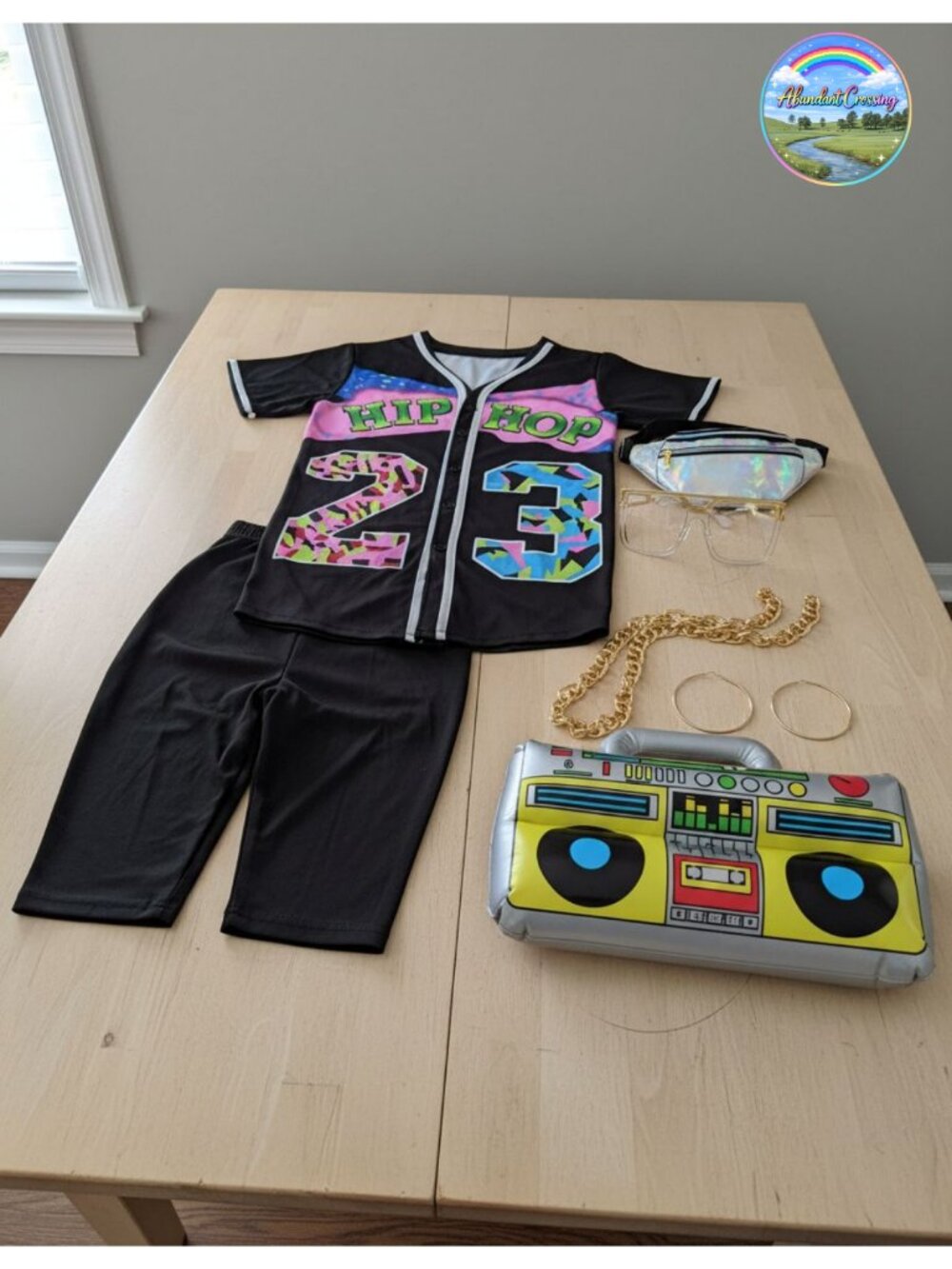 Hip Hop Halloween Costume Kit Faux Gold Rope Chain Hoop Earrings